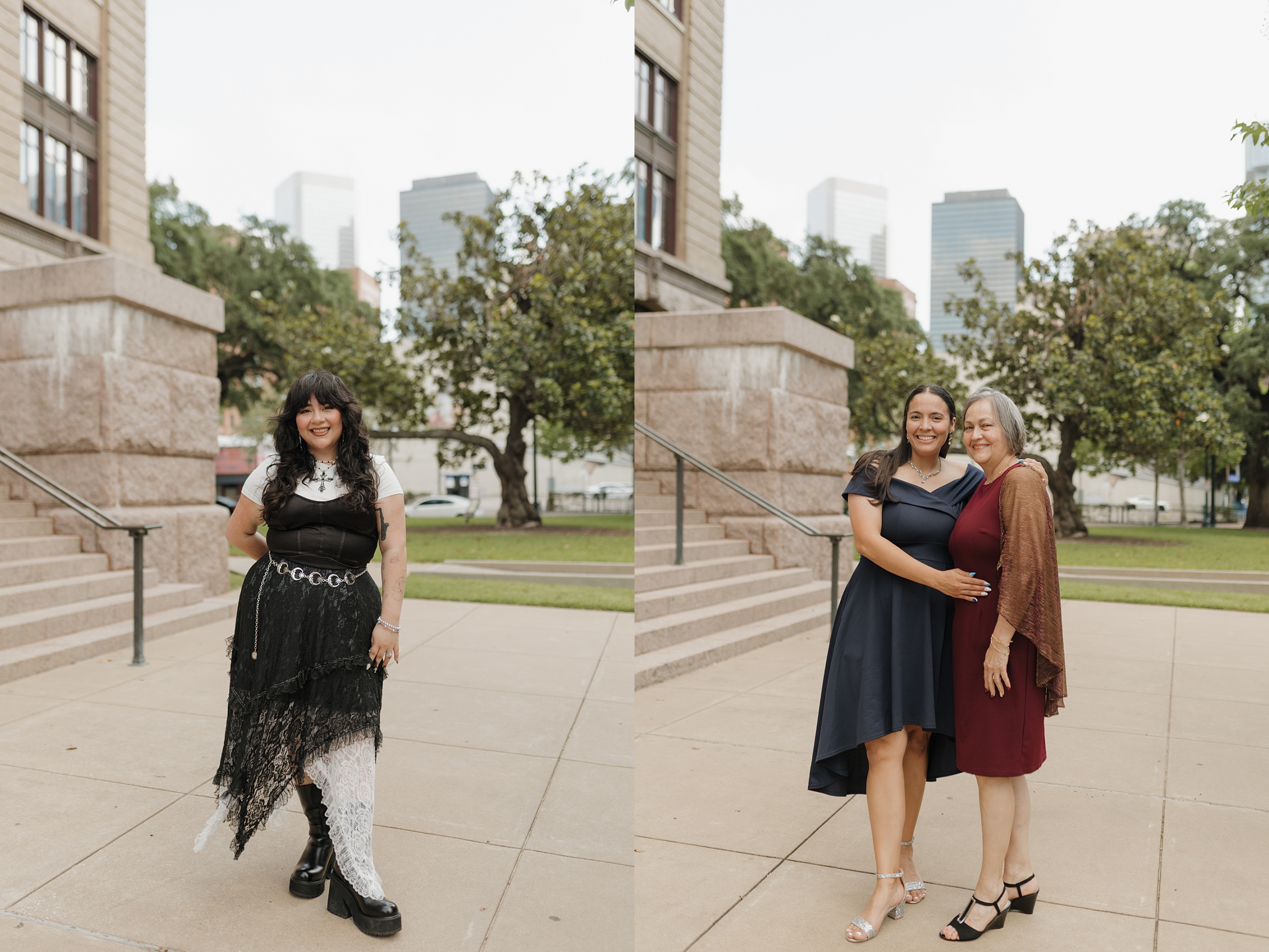 Portraits of guests at an intimate Houston elopement at the 1910 Historic Courthouse in downtown Houston, captured by Patricia Perez Photography.